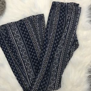 Blue geometric flare pants